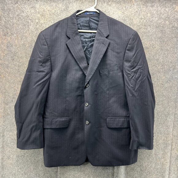 Ralph Lauren Blazer Mens 44 Blue Navy Single Breasted Jacket Wool Stripes Suit - Picture 1 of 11